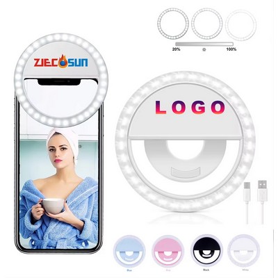 US Stock Rechargeable LED Clip Selfie Ring Light